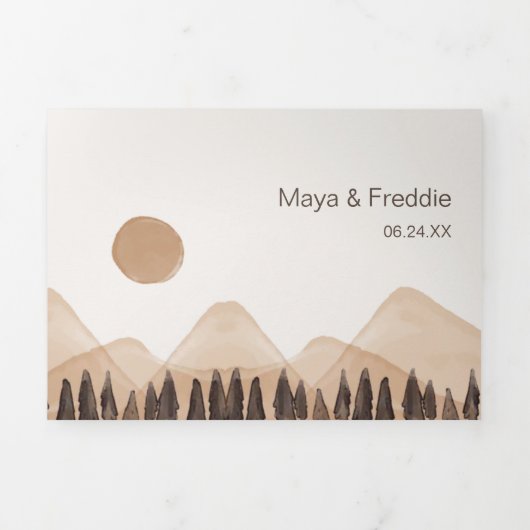 Tweetalige bruiloft uitnodiging landschap alles in (Cover)