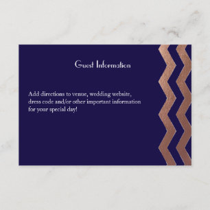 Tweetalige Chic Rose Goud Chevron Trouwkaart voor  Informatiekaartje