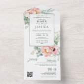 Tweetalige Chinese Engels roze bloem All In One Uitnodiging (Binnen)