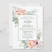 Tweetalige Chinese roze witte bloemen bruiloft Kaart (Voorkant)