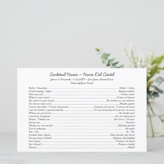 Tweetalige Cocktail Hour Conversation Starter (Staand voorkant)