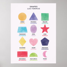 Tweetalige Engels Spaans Vormen Poster