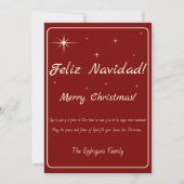 Tweetalige Feliz Navidad Gold & Red Merry Christma Feestdagenkaart (Voorkant)