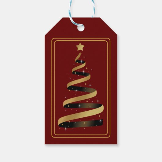 Tweetalige Feliz Navidad Kerst Rood en Gouden Cadeaulabel (Achterkant)