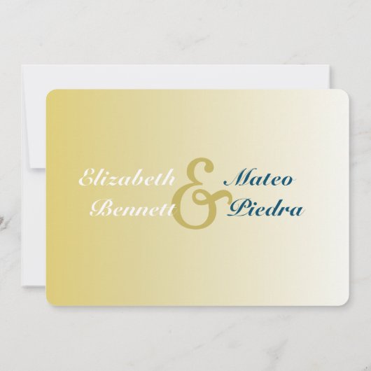 Tweetalige Gold Ombre bruiloft uitnodiging (Achterkant)