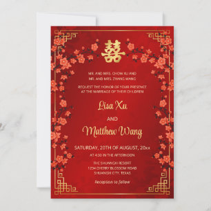 TWEETALIGE Gouden Frame Rode Chinese Trouw Kaart