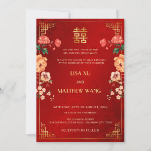 TWEETALIGE Gouden Kader Rode Chinese Trouw Kaart