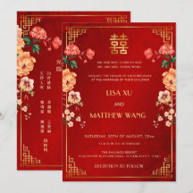 TWEETALIGE Gouden Kader Rode Chinese Trouw Uitnodi