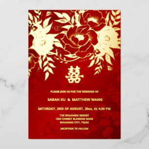 TWEETALIGE Gouden Rozen Chinese Bruiloft Folie Uitnodiging