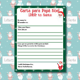 Tweetalige groene bewerkbare brief aan Santa Spani