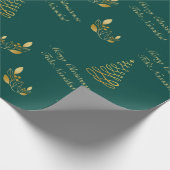 Tweetalige groene en gouden kerst cadeaupapier (Hoek)