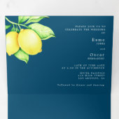 Tweetalige huwelijksuitnodiging - Citroenen in één Drieluik Uitnodiging (Binnenzijde eerst)