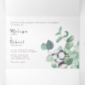 Tweetalige huwelijksuitnodiging Eucalyptus alles i Drieluik Uitnodiging (Binnenkant midden)