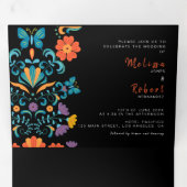 Tweetalige huwelijksuitnodiging - Fiesta All in On Drieluik Uitnodiging (Binnenzijde eerst)