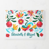 Tweetalige huwelijksuitnodiging - Flora All in One Drieluik Uitnodiging (Cover)