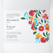 Tweetalige huwelijksuitnodiging - Flora All in One Drieluik Uitnodiging (Binnenkant midden)