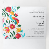 Tweetalige huwelijksuitnodiging - Flora All in One Drieluik Uitnodiging (Binnenzijde eerst)