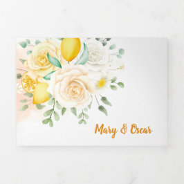 Tweetalige huwelijksuitnodiging - Lemon All in One Drieluik Uitnodiging