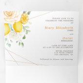 Tweetalige huwelijksuitnodiging - Lemon All in One Drieluik Uitnodiging (Binnenzijde eerst)
