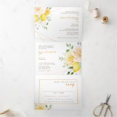 Tweetalige huwelijksuitnodiging - Lemon All in One Drieluik Uitnodiging (Binnen)