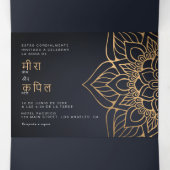 Tweetalige huwelijksuitnodiging - Mandala alles in Drieluik Uitnodiging (Binnenkant midden)