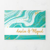 Tweetalige huwelijksuitnodiging - Marmer alles in  Drieluik Uitnodiging (Cover)