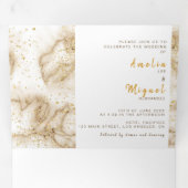 Tweetalige huwelijksuitnodiging - Marmer alles in  Drieluik Uitnodiging (Binnenzijde eerst)