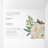 Tweetalige huwelijksuitnodiging - pioenroos alles  drieluik uitnodiging (Binnenkant midden)