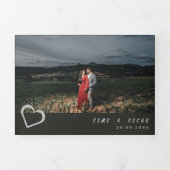 Tweetalige huwelijksuitnodiging - schoolbordfoto's drieluik uitnodiging (Cover)