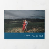 Tweetalige huwelijksuitnodiging - Zonnebloem foto' Drieluik Uitnodiging (Cover)