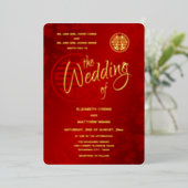 TWEETALIGE kalligrafie rood goud Chinese bruiloft Folie Uitnodiging (Staand Voorkant)