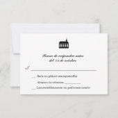 Tweetalige klassieke kapel bruiloft RSVP (Achterkant)