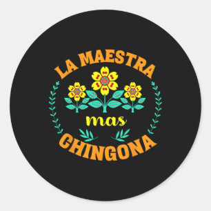 Tweetalige Meester Terug Naar School Spaanse Leraa Ronde Sticker