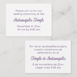 Tweetalige paarse schrift tempel verzegeling uitno informatiekaartje