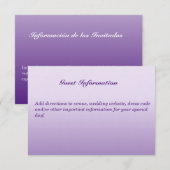 Tweetalige paarse trouwkaart voor gasten informatiekaartje (Voorkant / Achterkant)