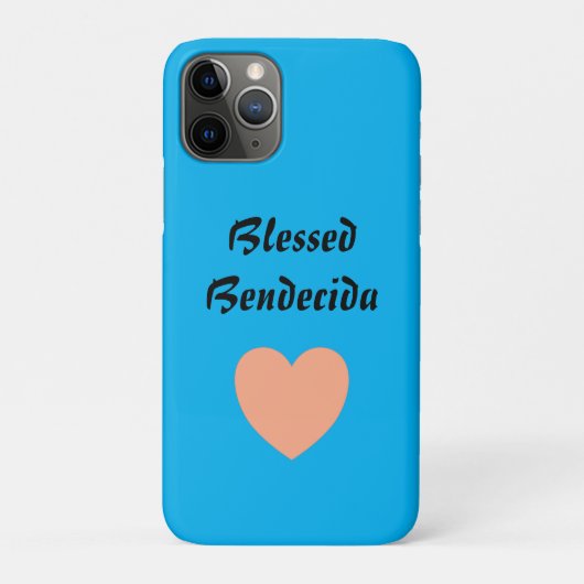 Tweetalige perzik & blauw hart gezegend Bendecida Case-Mate iPhone Case (Achterkant)