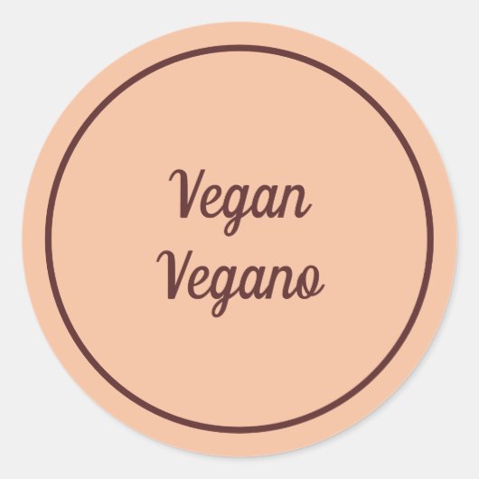 Tweetalige Perzik Vegan Eenvoudig Ronde Sticker (Voorkant)