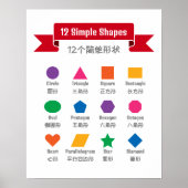 Tweetalige peuterspeelzaal vormen educatieve poste poster (Voorkant)