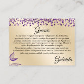 Tweetalige Quinceañera Dank u - Gracias Favor Informatiekaartje (Achterkant)