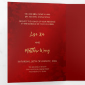 TWEETALIGE Rode Gouden Chinese Bruiloft Drieluik Uitnodiging (Binnenzijde eerst)