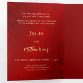 TWEETALIGE Rode Gouden Chinese Bruiloft Drieluik Uitnodiging (Binnenzijde eerst)