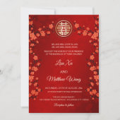 TWEETALIGE rode kersenbloesem | Chinese bruiloft Kaart (Voorkant)