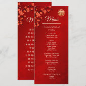 TWEETALIGE Rode Kersenbloesem Chinese bruiloft Kaart (Voorkant / Achterkant)