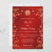 TWEETALIGE rode kersenbloesem | Chinese bruiloft Kaart (Voorkant)