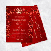 TWEETALIGE rode kersenbloesem | Chinese bruiloft Kaart