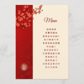 TWEETALIGE Rode Kersenbloesem Chinese bruiloft Menu (Achterkant)