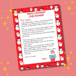 Tweetalige Rode Kerstman Brief voor Kinderen Spaan