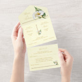 Tweetalige romantische tonen Cala Lily Mexicaanse All In One Uitnodiging (Afscheurbaar)