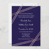 Tweetalige Roos Gold Stripes Wedding Invite Kaart (Voorkant)