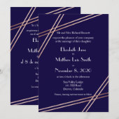Tweetalige Roos Gold Stripes Wedding Invite Kaart (Voorkant / Achterkant)